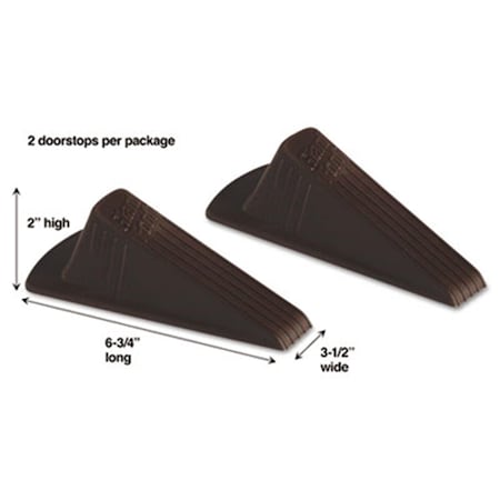 Master Caster Co Giant Foot Doorstop No-Slip Rubber Wedge 3.5w x 6.75d x 2h Brown, 2PK 969